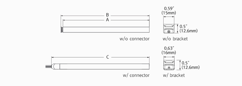 Feelux HDPro Series external dimensions diagram