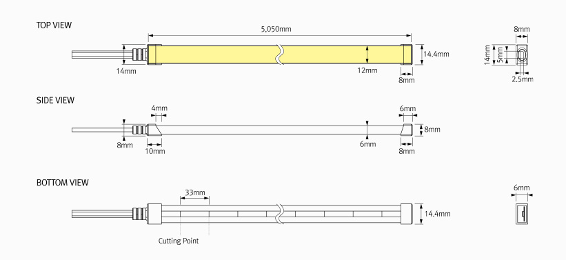 Feelux FTP - FLX Tape Pro external dimensions diagram