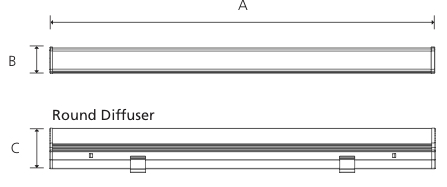 Feelux LED Bar external dimensions diagram