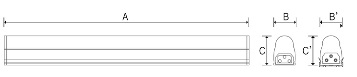 Feelux EcoSlimLamp LED  external dimensions diagram