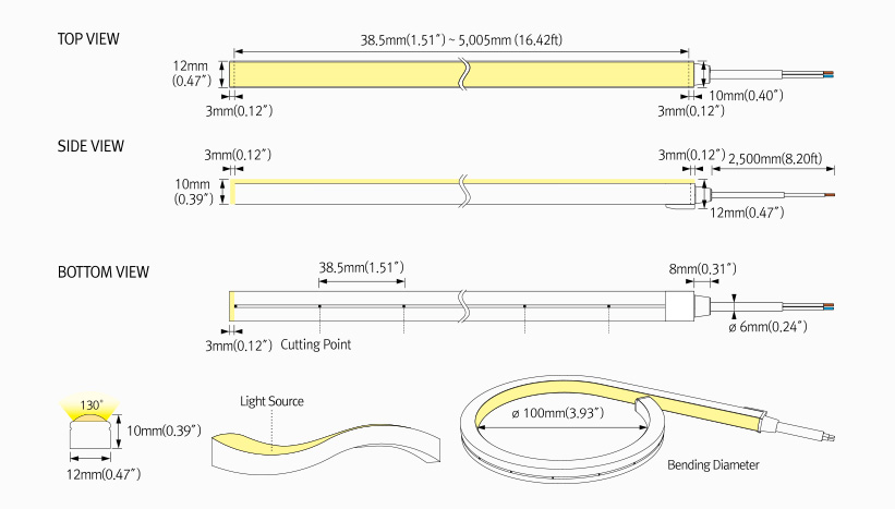 Feelux Neon 2 external dimensions diagram