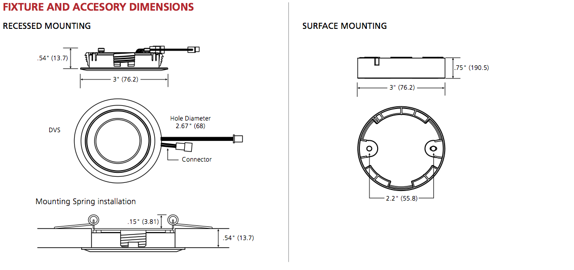 Feelux DVS Spot external dimensions diagram