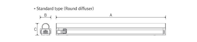 Feelux VSSL SlimLamp Slid≡-V external dimensions diagram