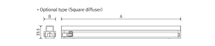 Feelux VSSL SlimLamp Slid≡-V external dimensions diagram